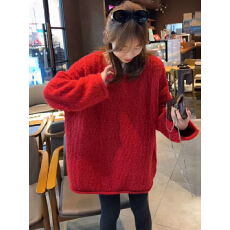 批发2025秋冬新款圣诞红色<b class='q'>毛衣</b>宽松慵懒高级感<b class='q'>中长款</b>超好看针织衫上衣