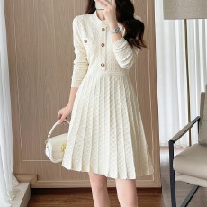 批发韩国春装新款小香风气质针织<b class='q'>连衣裙</b>女<b class='q'>高端</b>名媛优雅内搭毛衣a字裙