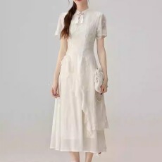 批发观上月白新中式改良旗袍年轻款<b class='q'>连衣裙</b>国风超仙绝美长裙