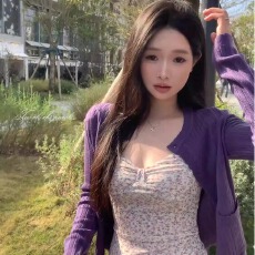 桃吱吱早春新款甜辣妹碎花吊带背心+修身显瘦针织外套上衣两件套