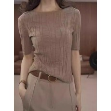 批发玫瑰一字肩】羊毛针织衫立体玫瑰提花<b class='q'>显瘦</b>内搭上衣