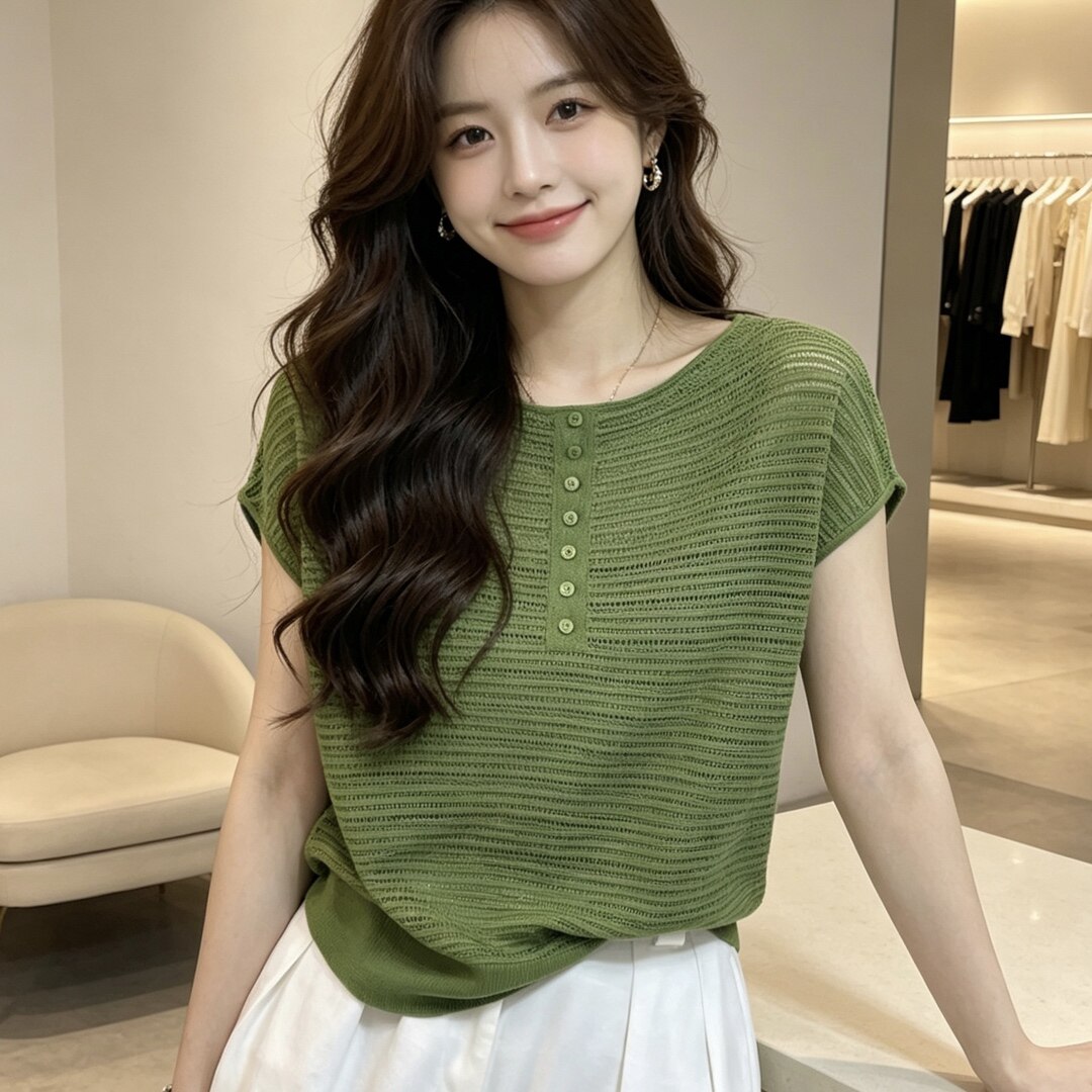 2026 여름 새로운 단색 홀로우 아웃 보트넥 민소매 니트 스웨터 여성 품격 다용도 맨위 트렌디