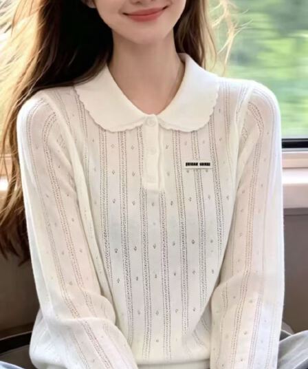 가을 겨울 새로운 한국 스타일 패션 디자인 센스 홀로우 아웃 다용도 니트 긴 소매 폴로 칼라 스웨터 맨위 여성