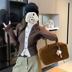 批发260克人棉抓毛 撞色条纹拼接设计感长袖开衫圆领内搭T恤短款上衣