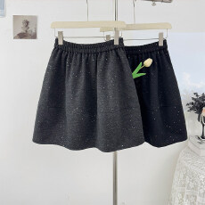 批发600克毛呢面料 氛围闪闪拼接茧型花苞毛呢<b class='q'>中裙</b>女高腰蓬蓬<b class='q'>半身</b>裙