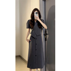 批发小个子韩系学院风<b class='q'>连衣裙</b>子夏季<b class='q'>女</b>装高级感西装裙长裙套装