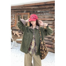 批发复古灯芯绒长袖<b class='q'>衬衫</b>  秋冬女装内搭外穿圆领设计感百搭上衣外套