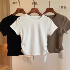 批发正肩短袖<b class='q'>t</b><b class='q'>恤</b><b class='q'>女</b>装夏季新款设计感小众美式欧货小衫辣妹上衣