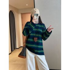 批发复古条纹长袖T恤女 新款春秋宽松慵懒风学生休闲打底上衣