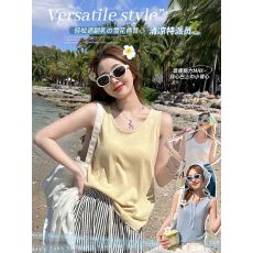 批发雪花棉 吊带背心女外穿慵懒风<b class='q'>棉麻</b>美背遮副乳无袖<b class='q'>上衣</b>