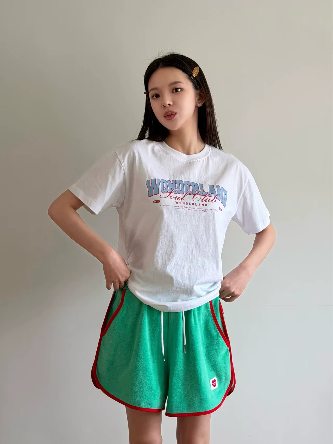 순면 여름 드레스 한 부서 반팔 티셔츠 여성 한국 스타일 루즈핏 빅 사이즈 프린트