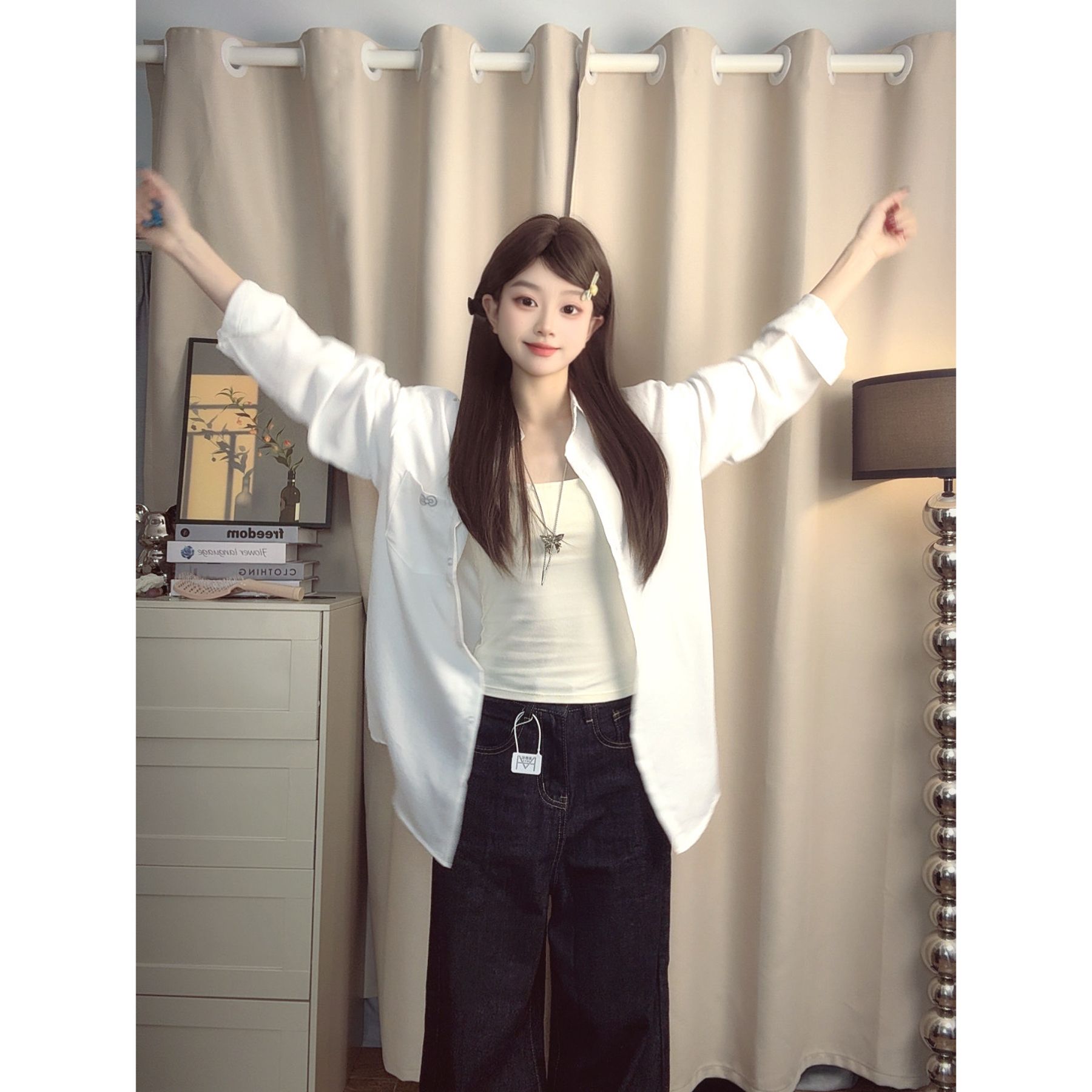 경관 그림 한 부서 ins 고급 센스 품격 자수 꽃 여성 여름 디자인 센스 캐주얼 루즈핏 맨위 서비스
