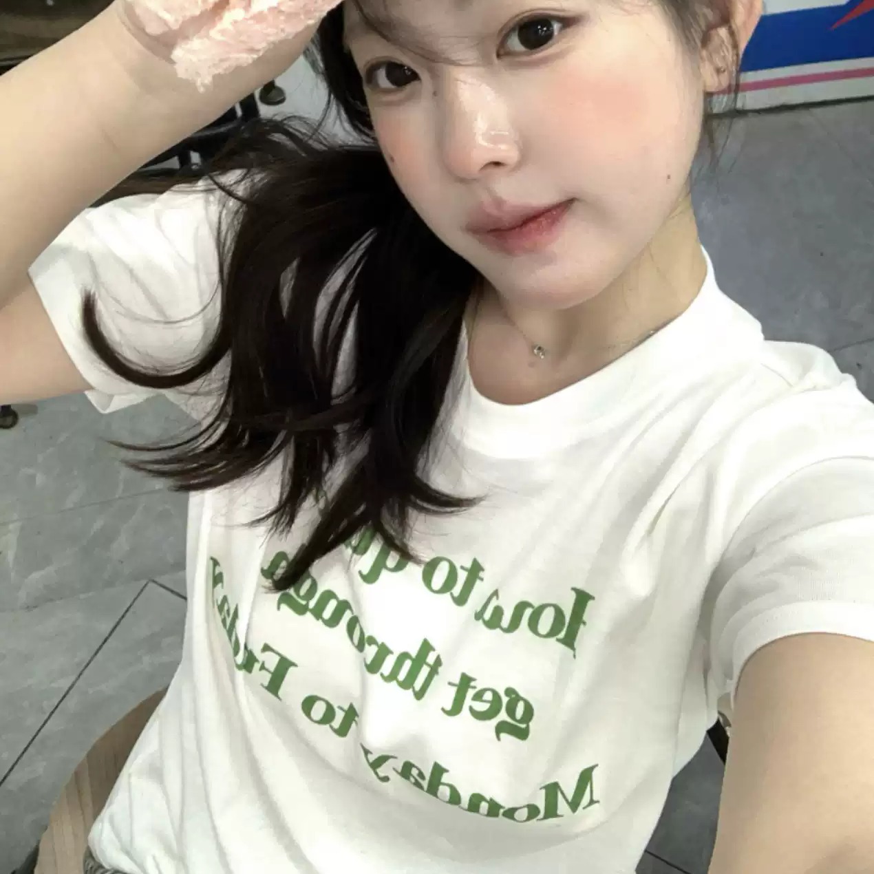 순면 긍정적 인 어깨 반팔 티셔츠 여성 프린트