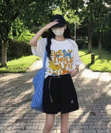 순면 이후 패키지 칼라 여름 드레스 한 부서 반팔 티셔츠 여성 한국 스타일 루즈핏 빅 사이즈 프린트