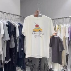 纯棉 后包领 夏装韩系短袖T恤女韩版宽松大码印花