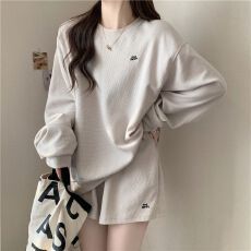 批发<b class='q'>实拍</b> 华夫格后包领休闲运动套装女