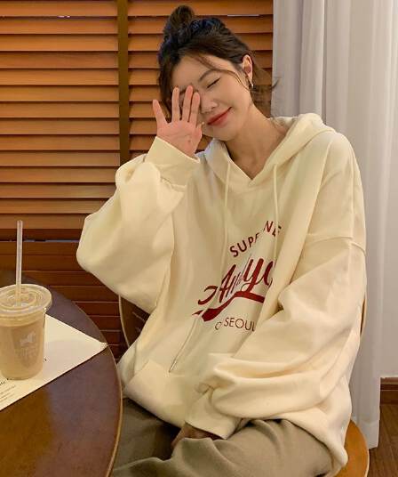 oversize 후드 티 스웨터 여성 루즈핏 캐주얼 느긋한 맨위 재킷 트렌디