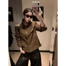 批发设计感立领气质外套女秋<b class='q'>冬</b>季显瘦夹克长袖短款上衣