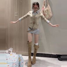 批发新款miu系假两件衬衫套装连衣<b class='q'>裙</b>子女秋冬季韩系穿搭半身短<b class='q'>裙</b>