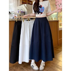 批发实拍  实价2026春<b class='q'>夏</b>季大码女装新款a字裙松紧腰抽绳显瘦半身裙