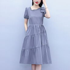 批发优雅气质减龄连衣裙<b class='q'>女</b>夏季2026新款修身系带不对称设计感a字裙潮