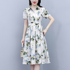 批发真丝桑蚕丝女夏季新款<b class='q'>香云纱</b>高端洋气质大码<b class='q'>连衣裙</b>妈妈印花裙子
