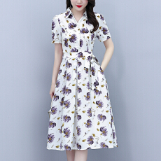 批发真丝桑蚕丝女夏季新款<b class='q'>香云纱</b>高端洋气质大码<b class='q'>连衣裙</b>妈妈印花裙子