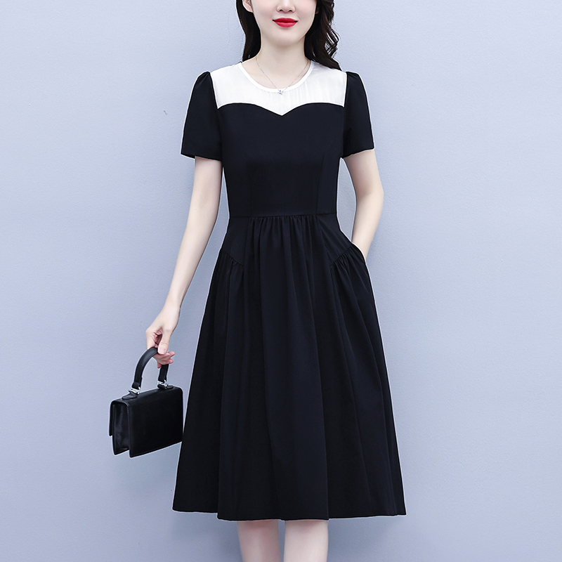 RY5661# 冰丝四面弹连衣裙2026夏季短袖新款气质修身显瘦裙子女