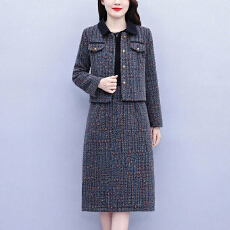 批发小香风复古套装时尚显瘦2026新款洋气大码女装两件套优雅有内衬