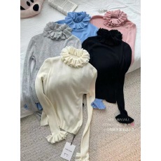 批发2025新款女装秋冬荷叶花边半高领打底<b class='q'>毛衣</b>针织内搭