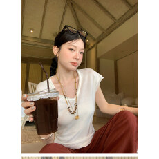 批发老钱风亚麻V领显瘦<b class='q'>短袖</b><b class='q'>t</b><b class='q'>恤</b><b class='q'>女</b>2026夏季薄款慵懒松弛小上衣