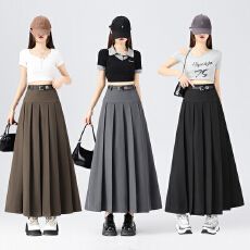 批发西装长裙大摆裙女春夏季新款垂感伞裙法式气质百搭显瘦A字半身裙