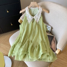 批发度假风重工<b class='q'>蕾丝</b>挂脖衬衫女夏款荷叶边裙摆<b class='q'>娃娃衫</b>纯欲露肩雪纺上衣