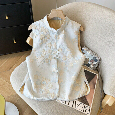 批发新中式国风马甲女背心外搭2026春秋新款上衣提花无袖高端气质坎肩