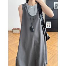 批发设计感配挂件<b class='q'>无袖</b>背心裙真两件套韩系学院风女