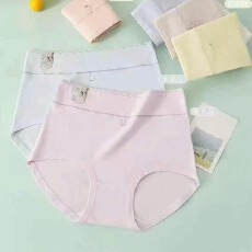 批发纯棉纯色高腰透气底裆包臀不卡裆内裤提臀大版遮肚子中年内裤女