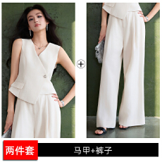 批发职业港式名媛马甲外套夏季高级感简约女神范干练通勤修身马甲套装