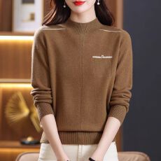 批发<b class='q'>妈妈</b>装女秋冬新款宽松大码半高领毛衣内搭针织打底衫