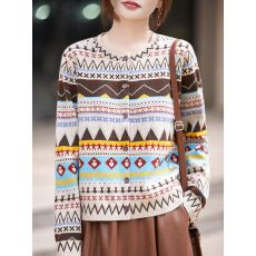 批发复古提花针织<b class='q'>开衫</b>外套女2025新款洋气大码<b class='q'>女装</b>上衣秋冬毛衣