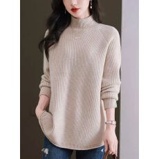批发胖MM秋冬大码半高领<b class='q'>中长款</b>毛衣女宽松遮肚<b class='q'>打底衫</b>
