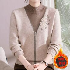 批发妈妈毛衣女秋冬半高领加绒加厚内搭打底衫<b class='q'>中年</b>女装洋气上衣