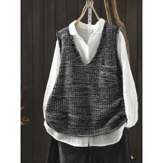 批发针织<b class='q'>马甲女</b>时髦洋气2026春新棉线V领宽松叠穿时尚无袖背心