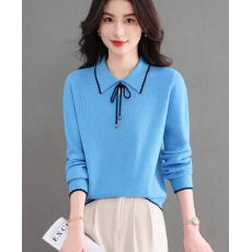 批发娃娃领<b class='q'>毛衣</b>女春秋<b class='q'>新款</b>系带针织衫宽松减龄外穿上衣
