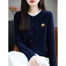 批发撞色绞花南瓜刺绣针织开衫<b class='q'>外套</b>女2026新款秋季女装<b class='q'>上衣</b>秋冬毛衣