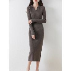批发秋冬针织内搭打底包臀长裙高级感连衣裙女修身显瘦新长款