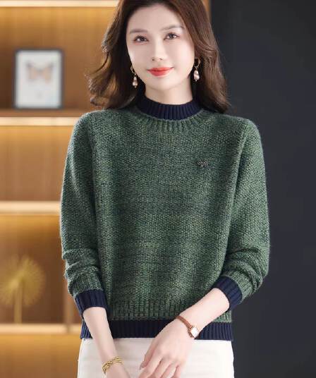 여성 가을 겨울 새로운 두꺼운 기본 셔츠 스웨터 패션 루즈핏 반하이넥 니트 맨위