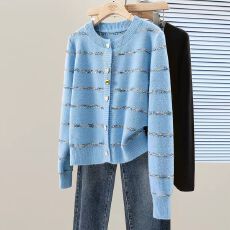 批发小香风针织衫2026<b class='q'>秋装</b>新款女装时尚宽松款爱心单排扣圆领上衣