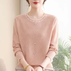 批发妈妈<b class='q'>秋装</b>小香风长袖上衣2026新款洋气宽松显瘦秋针织打底衫