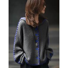 批发2026秋冬季新款女装长袖拼色麻花纹连帽针织衫毛衣设计感时髦<b class='q'>范</b>