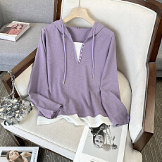 批发实拍大码女装胖MM春季新款连帽休闲宽松减龄洋气上衣长袖